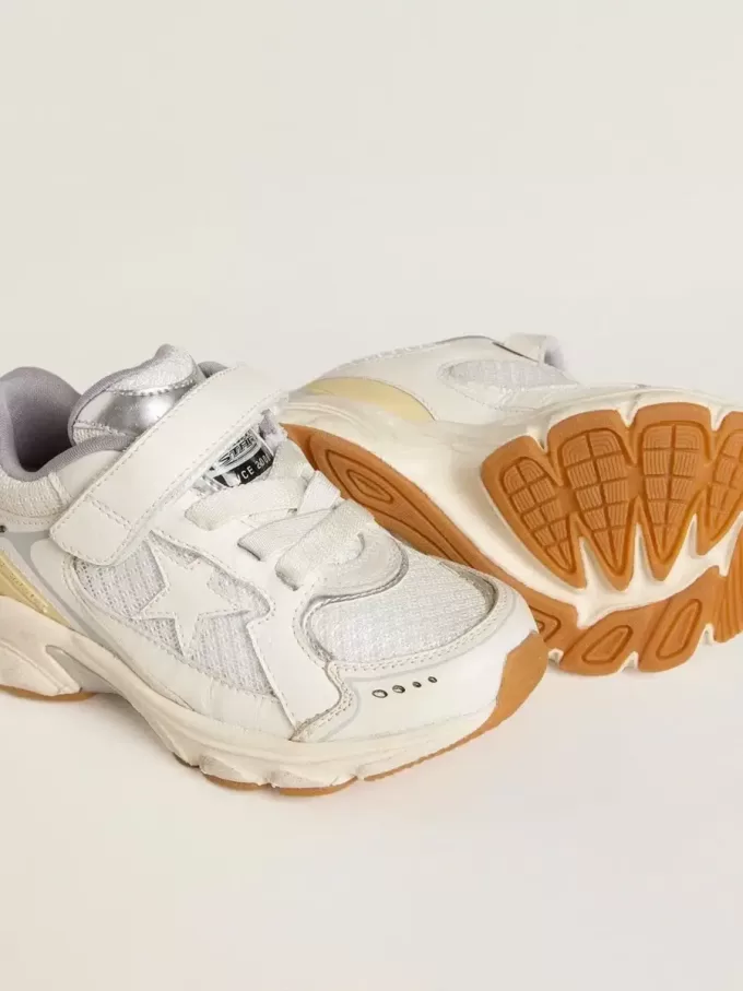 Young Lightstar in pelle bianca e mesh con stella in pelle bianca