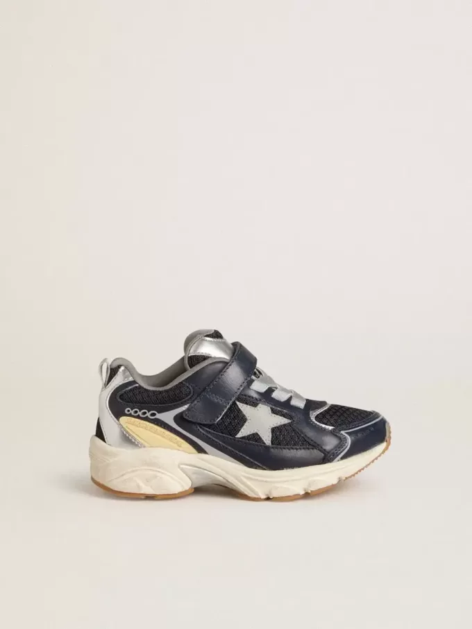 Young Lightstar in pelle blu e rete con stella in pelle grigia