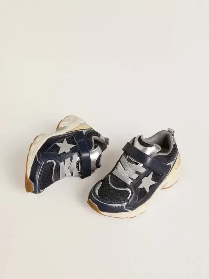Young Lightstar in pelle blu e rete con stella in pelle grigia