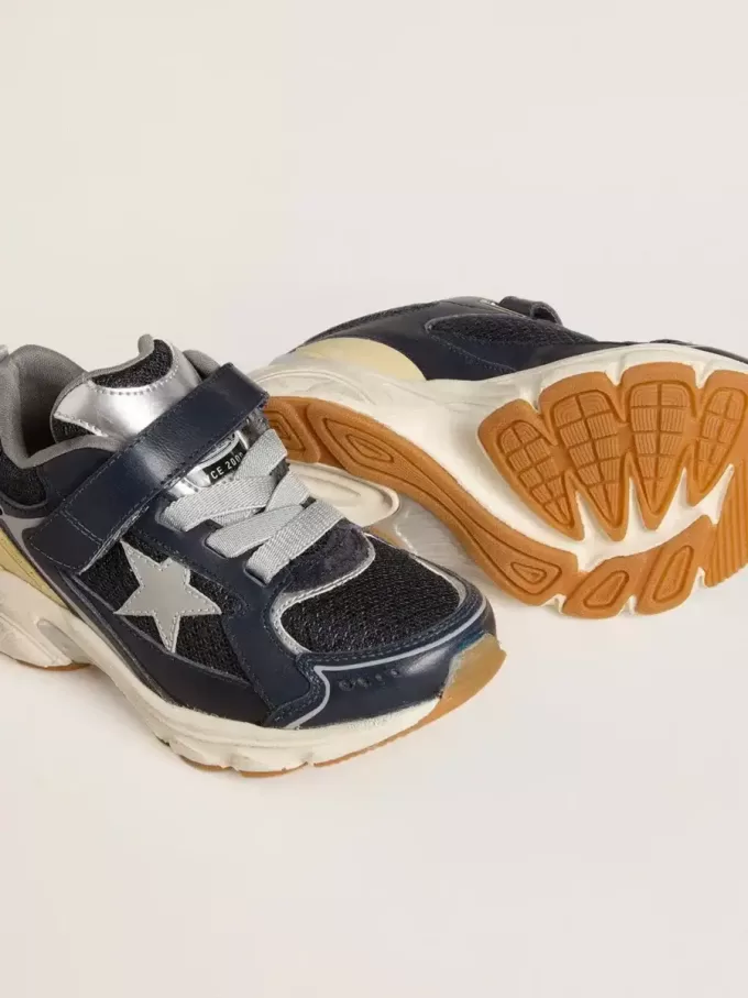 Young Lightstar in pelle blu e rete con stella in pelle grigia