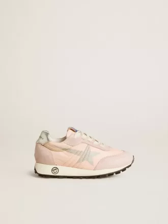 Young Marathon in nylon rosa con stella stampata e linguetta in pelle sul tallone