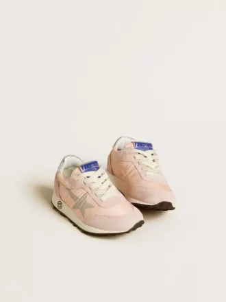 Young Marathon in nylon rosa con stella stampata e linguetta in pelle sul tallone