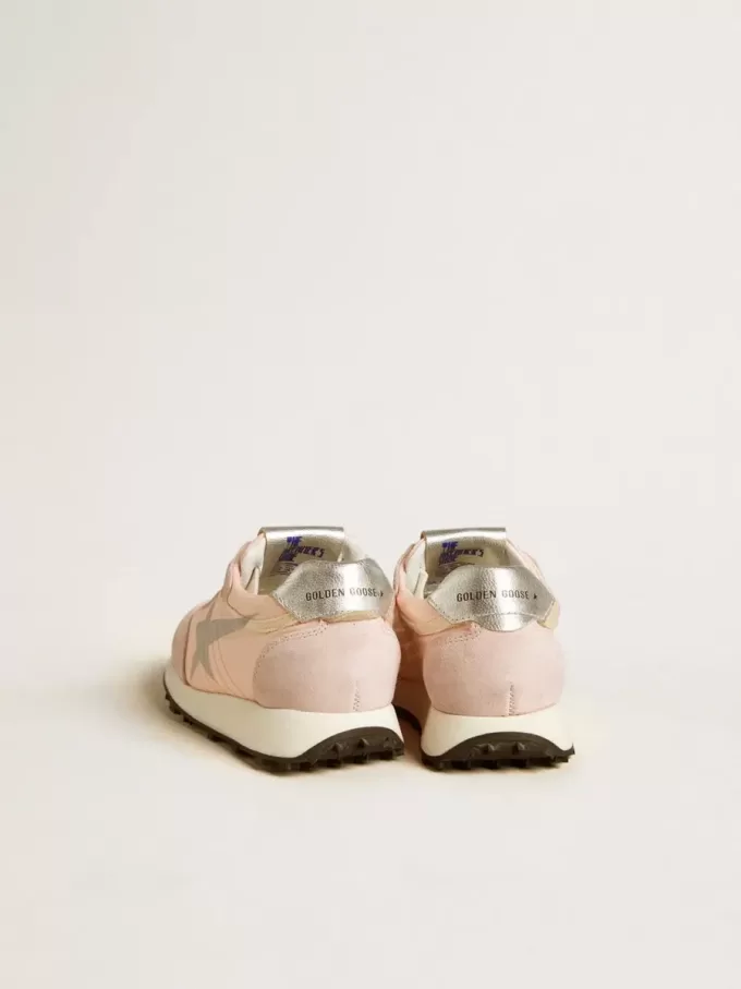 Young Marathon in nylon rosa con stella stampata e linguetta in pelle sul tallone