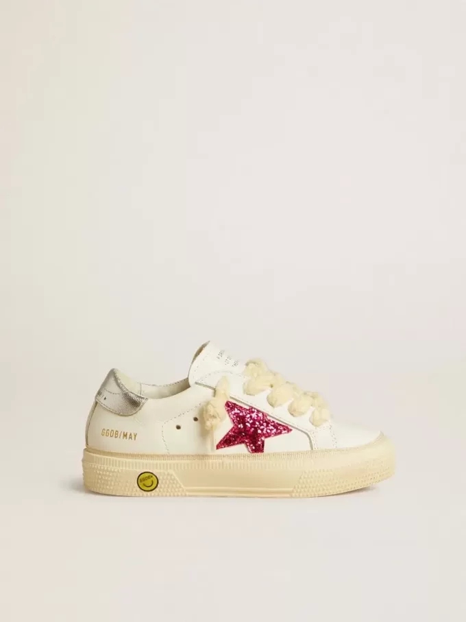 Young May con stella glitterata fucsia e linguetta sul tallone in pelle metallizzata