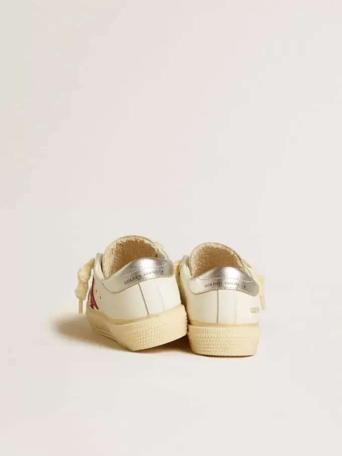 Young May con stella glitterata fucsia e linguetta sul tallone in pelle metallizzata
