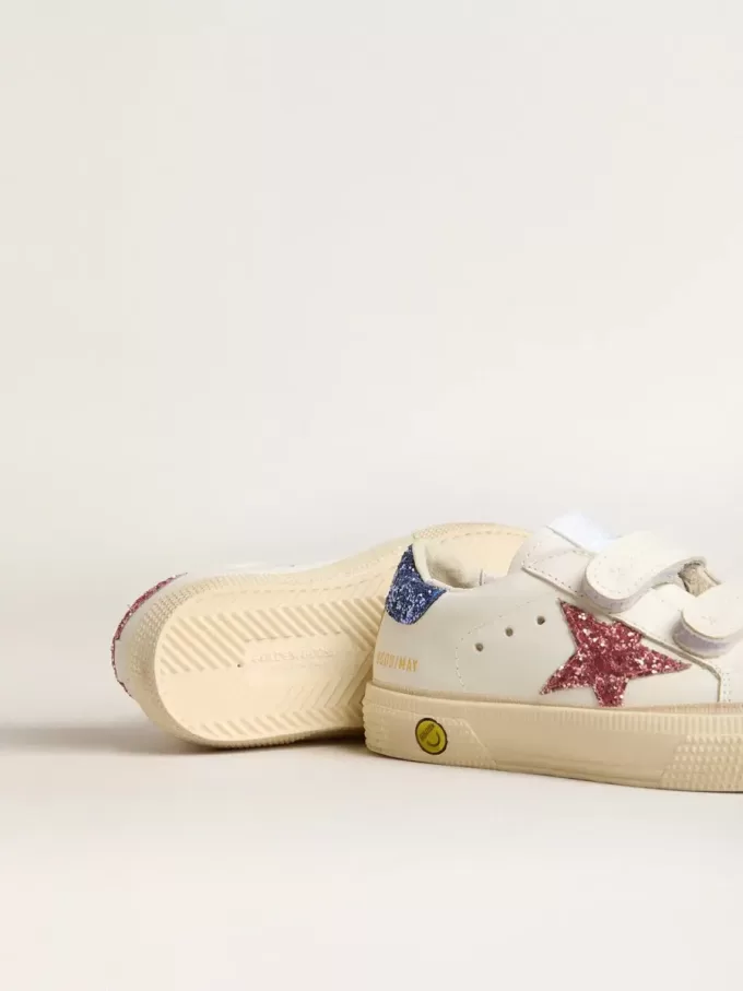 Young May School in pelle con stella glitterata e linguetta sul tallone