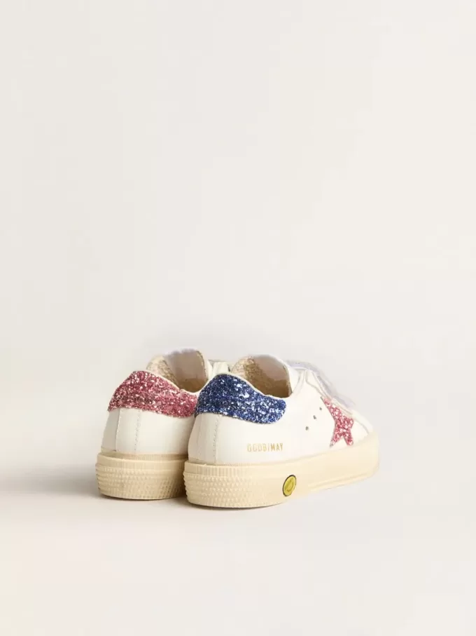 Young May School in pelle con stella glitterata e linguetta sul tallone