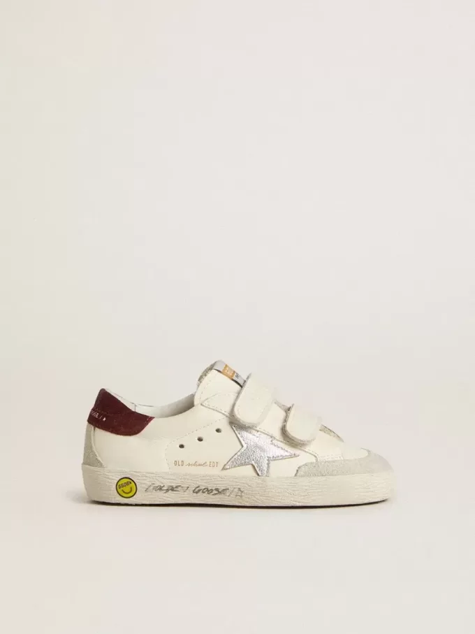 Young Old School con stella in pelle metallizzata argento e tallone in camoscio viola Young Old School con stella in pelle metallizzata argento e tallone in camoscio viola