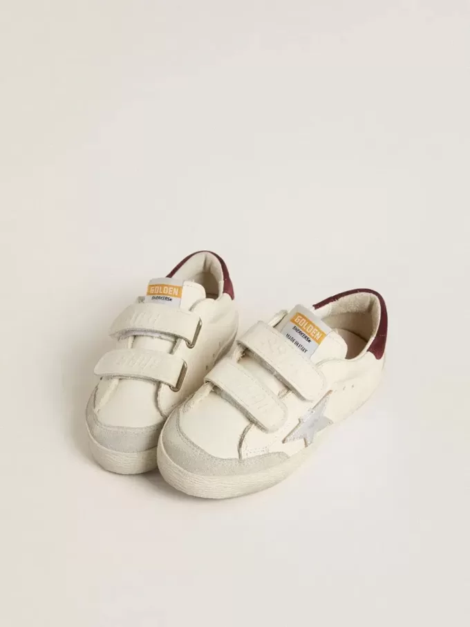 Young Old School con stella in pelle metallizzata argento e tallone in camoscio viola Young Old School con stella in pelle metallizzata argento e tallone in camoscio viola