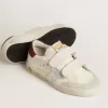 Young Old School con stella in pelle metallizzata argento e tallone in camoscio viola Young Old School con stella in pelle metallizzata argento e tallone in camoscio viola