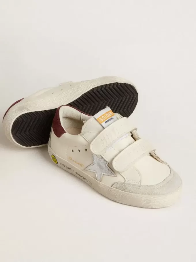 Young Old School con stella in pelle metallizzata argento e tallone in camoscio viola Young Old School con stella in pelle metallizzata argento e tallone in camoscio viola