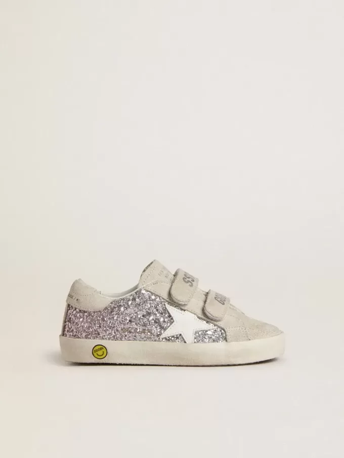 Young Old School in argento e rosa glitterato con stella in pelle bianca