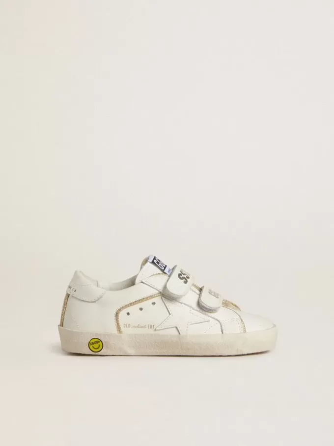 Young Old School in pelle bianca con dettagli dorati