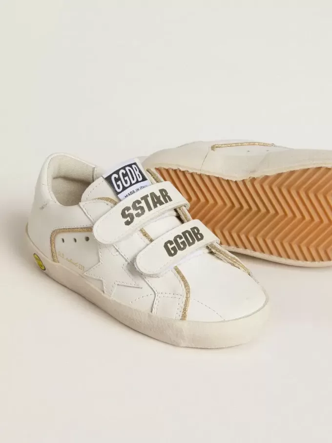 Young Old School in pelle bianca con dettagli dorati