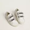 Young Old School in pelle bianca con tallone e cinturini in cristallo Swarovski argento