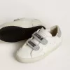 Young Old School in pelle bianca con tallone e cinturini in cristallo Swarovski argento