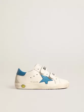 Young Old School in pelle con stella azzurra e linguetta sul tallone