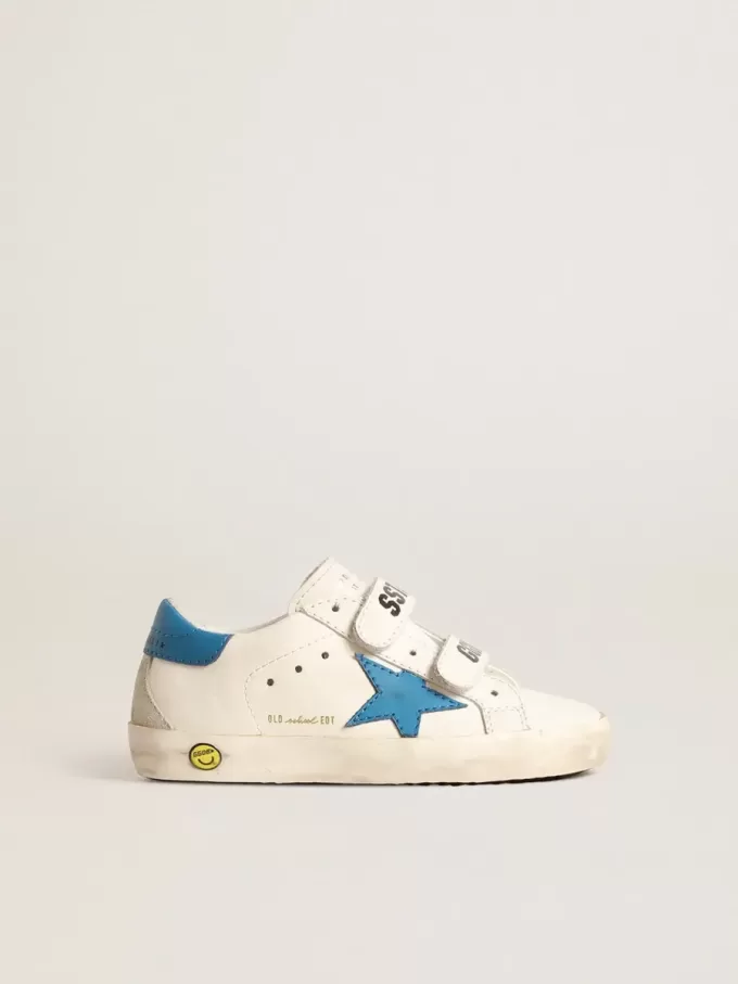 Young Old School in pelle con stella azzurra e linguetta sul tallone