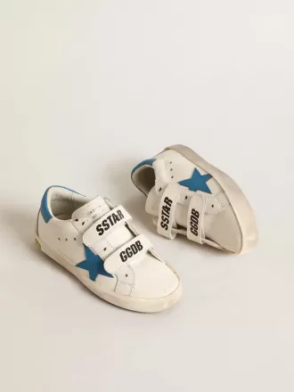 Young Old School in pelle con stella azzurra e linguetta sul tallone