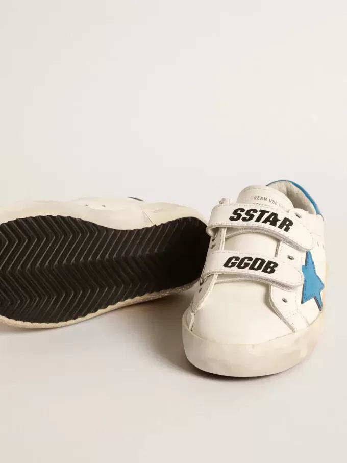 Young Old School in pelle con stella azzurra e linguetta sul tallone