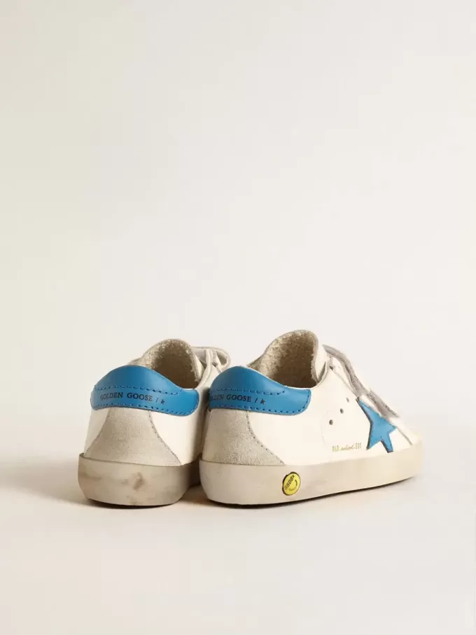 Young Old School in pelle con stella azzurra e linguetta sul tallone