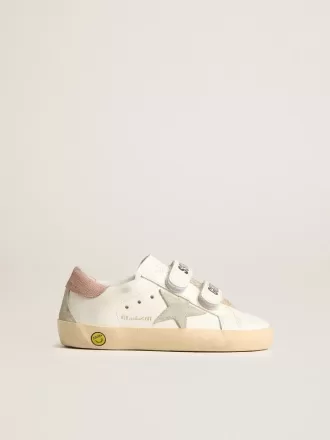 Young Old School in pelle con stella in camoscio grigio e linguetta sul tallone in rosa antico