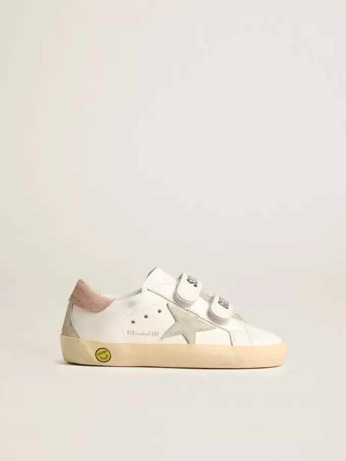 Young Old School in pelle con stella in camoscio grigio e linguetta sul tallone in rosa antico