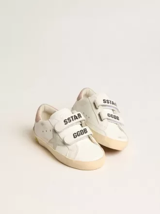 Young Old School in pelle con stella in camoscio grigio e linguetta sul tallone in rosa antico
