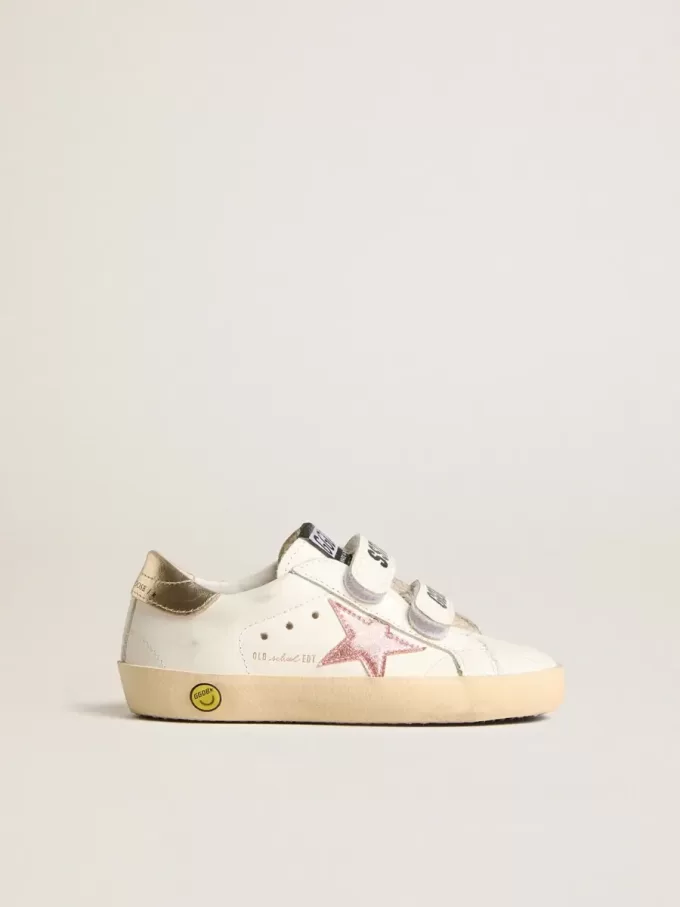 Young Old School in pelle con stella in pelle color pesca metallizzata