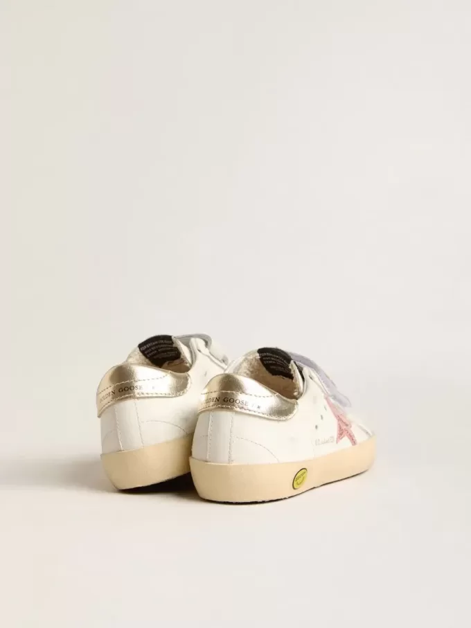 Young Old School in pelle con stella in pelle color pesca metallizzata