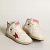 Young Sky-Star in nappa bianca con stella rossa e linguetta sul tallone