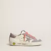 Young Super-Star con stella glitterata argento e inserti in pelle scamosciata lilla