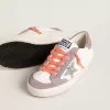 Young Super-Star con stella glitterata argento e inserti in pelle scamosciata lilla