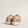 Young Super-Star glitterata con stella in pelle scamosciata e linguetta sul tallone
