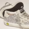 Young Super-Star in glitter argento con stella in camoscio grigio ghiaccio