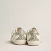 Young Super-Star in pelle con stella glitterata e linguetta sul tallone