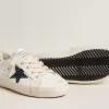 Young Super-Star in pelle con stella glitterata e linguetta sul tallone