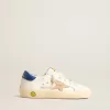 Young Super-Star in pelle nappa con stella beige e linguetta blu sul tallone