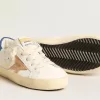 Young Super-Star in pelle nappa con stella beige e linguetta blu sul tallone