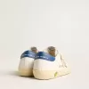 Young Super-Star in pelle nappa con stella beige e linguetta blu sul tallone