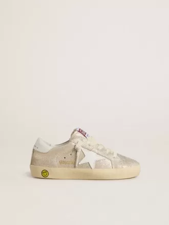 Young Super-Star in pelle scamosciata laminata color sabbia con stella in pelle bianca